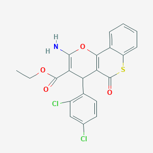 molecular formula C21H15Cl2NO4S B461162 ethyl 2-amino-4-(2,4-dichlorophenyl)-5-oxo-4H,5H-thiochromeno[4,3-b]pyran-3-carboxylate CAS No. 923551-49-9