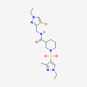 molecular formula C18H27BrN6O3S B4611635 N-[(4-bromo-1-ethyl-1H-pyrazol-3-yl)methyl]-1-[(1-ethyl-3-methyl-1H-pyrazol-4-yl)sulfonyl]-3-piperidinecarboxamide 