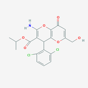 molecular formula C19H17Cl2NO6 B461164 Isopropyl 2-amino-4-(2,6-dichlorophenyl)-6-(hydroxymethyl)-8-oxo-4,8-dihydropyrano[3,2-b]pyran-3-carboxylate 
