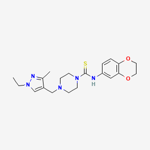 N-(2,3-dihydro-1,4-benzodioxin-6-yl)-4-[(1-ethyl-3-methyl-1H-pyrazol-4-yl)methyl]-1-piperazinecarbothioamide