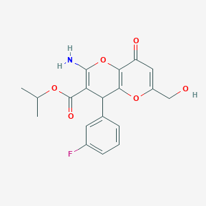 molecular formula C19H18FNO6 B461165 Isopropyl 2-amino-4-(3-fluorophenyl)-6-(hydroxymethyl)-8-oxo-4,8-dihydropyrano[3,2-b]pyran-3-carboxylate 
