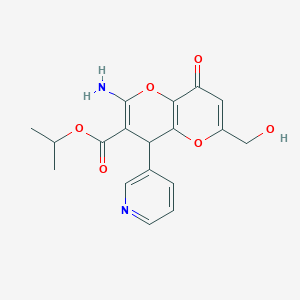 molecular formula C18H18N2O6 B461166 Isopropyl 2-amino-6-(hydroxymethyl)-8-oxo-4-pyridin-3-yl-4,8-dihydropyrano[3,2-b]pyran-3-carboxylate CAS No. 695211-39-3
