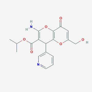 molecular formula C18H18N2O6 B461166 propan-2-yl 2-amino-6-(hydroxymethyl)-8-oxo-4-pyridin-3-yl-4H-pyrano[3,2-b]pyran-3-carboxylate CAS No. 695211-39-3