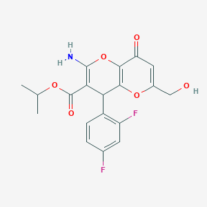 molecular formula C19H17F2NO6 B461168 Isopropyl 2-amino-4-(2,4-difluorophenyl)-6-(hydroxymethyl)-8-oxo-4,8-dihydropyrano[3,2-b]pyran-3-carboxylate 
