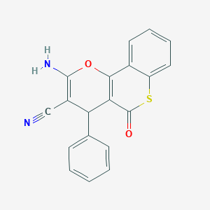 molecular formula C19H12N2O2S B461170 2-amino-5-oxo-4-phenyl-4H,5H-thiochromeno[4,3-b]pyran-3-carbonitrile 