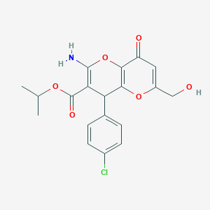 molecular formula C19H18ClNO6 B461172 Isopropyl 2-amino-4-(4-chlorophenyl)-6-(hydroxymethyl)-8-oxo-4,8-dihydropyrano[3,2-b]pyran-3-carboxylate 
