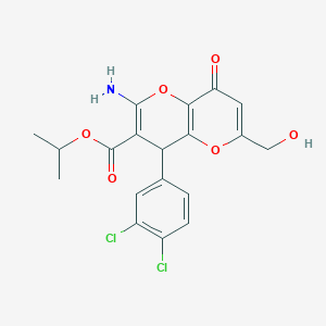 molecular formula C19H17Cl2NO6 B461173 Isopropyl 2-amino-4-(3,4-dichlorophenyl)-6-(hydroxymethyl)-8-oxo-4,8-dihydropyrano[3,2-b]pyran-3-carboxylate 
