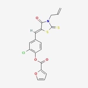 molecular formula C18H12ClNO4S2 B4611733 4-[(3-烯丙基-4-氧代-2-硫代-1,3-噻唑烷-5-亚甲基)甲基]-2-氯苯基 2-呋喃酸酯 