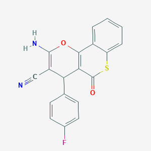 molecular formula C19H11FN2O2S B461174 2-amino-4-(4-fluorophenyl)-5-oxo-4H,5H-thiochromeno[4,3-b]pyran-3-carbonitrile 