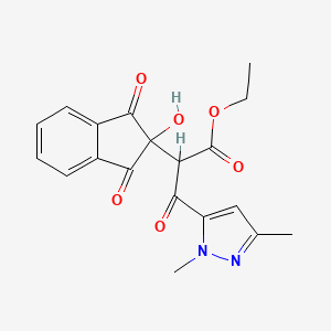 ethyl 3-(1,3-dimethyl-1H-pyrazol-5-yl)-2-(2-hydroxy-1,3-dioxo-2,3-dihydro-1H-inden-2-yl)-3-oxopropanoate