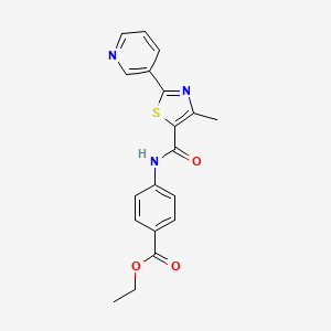 molecular formula C19H17N3O3S B4611846 ethyl 4-({[4-methyl-2-(3-pyridinyl)-1,3-thiazol-5-yl]carbonyl}amino)benzoate 