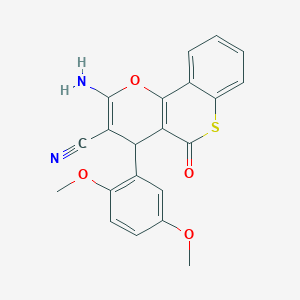 molecular formula C21H16N2O4S B461186 2-amino-4-(2,5-dimethoxyphenyl)-5-oxo-4H,5H-thiochromeno[4,3-b]pyran-3-carbonitrile 