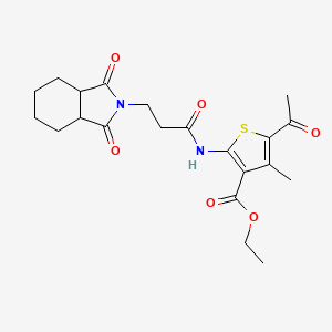 molecular formula C21H26N2O6S B4611862 ethyl 5-acetyl-2-{[3-(1,3-dioxooctahydro-2H-isoindol-2-yl)propanoyl]amino}-4-methyl-3-thiophenecarboxylate 