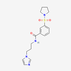 molecular formula C17H22N4O3S B4611917 N-[3-(1H-imidazol-1-yl)propyl]-3-(1-pyrrolidinylsulfonyl)benzamide 