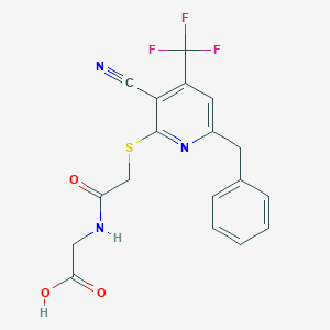 molecular formula C18H14F3N3O3S B461194 2-[[2-[6-Benzyl-3-cyano-4-(trifluoromethyl)pyridin-2-yl]sulfanylacetyl]amino]acetic acid CAS No. 723748-25-2