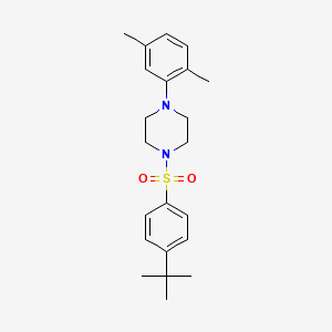 molecular formula C22H30N2O2S B4611940 1-[(4-叔丁基苯基)磺酰基]-4-(2,5-二甲苯基)哌嗪 