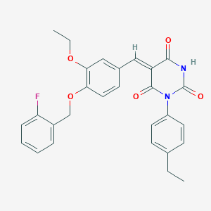 5-{3-ethoxy-4-[(2-fluorobenzyl)oxy]benzylidene}-1-(4-ethylphenyl)-2,4,6(1H,3H,5H)-pyrimidinetrione