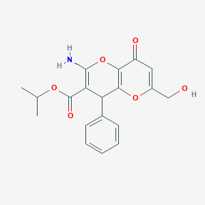 molecular formula C19H19NO6 B461199 Isopropyl 2-amino-6-(hydroxymethyl)-8-oxo-4-phenyl-4,8-dihydropyrano[3,2-b]pyran-3-carboxylate 