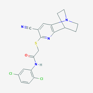 molecular formula C19H16Cl2N4OS B461201 2-[(4-氰基-1,6-二氮杂三环[6.2.2.02,7]十二-2(7),3,5-三烯-5-基)硫代]-N-(2,5-二氯苯基)乙酰胺 CAS No. 723748-47-8