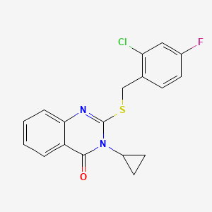 molecular formula C18H14ClFN2OS B4612041 2-[(2-chloro-4-fluorobenzyl)thio]-3-cyclopropyl-4(3H)-quinazolinone 