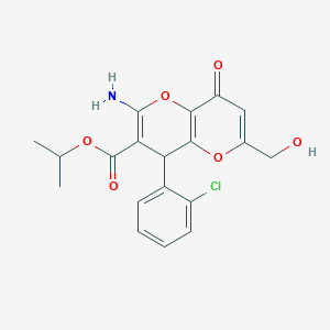 molecular formula C19H18ClNO6 B461207 Isopropyl 2-amino-4-(2-chlorophenyl)-6-(hydroxymethyl)-8-oxo-4,8-dihydropyrano[3,2-b]pyran-3-carboxylate 