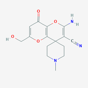 molecular formula C15H17N3O4 B461209 2'-Amino-6'-(hydroxymethyl)-1-methyl-8'-oxospiro[piperidine-4,4'-pyrano[3,2-b]pyran]-3'-carbonitrile CAS No. 674805-26-6