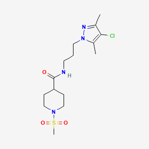 molecular formula C15H25ClN4O3S B4612116 N-[3-(4-chloro-3,5-dimethyl-1H-pyrazol-1-yl)propyl]-1-(methylsulfonyl)-4-piperidinecarboxamide 