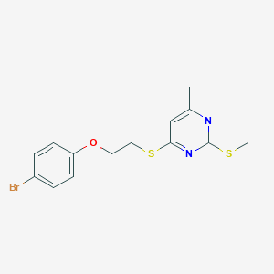 molecular formula C14H15BrN2OS2 B4612122 4-{[2-(4-bromophenoxy)ethyl]thio}-6-methyl-2-(methylthio)pyrimidine 