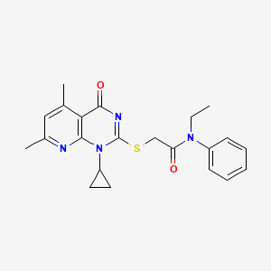 molecular formula C22H24N4O2S B4612147 2-[(1-cyclopropyl-5,7-dimethyl-4-oxo-1,4-dihydropyrido[2,3-d]pyrimidin-2-yl)thio]-N-ethyl-N-phenylacetamide 