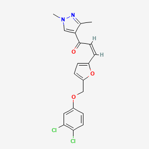 molecular formula C19H16Cl2N2O3 B4612149 3-{5-[(3,4-二氯苯氧基)甲基]-2-呋喃基}-1-(1,3-二甲基-1H-吡唑-4-基)-2-丙烯-1-酮 