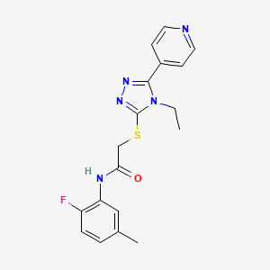 2-{[4-ethyl-5-(4-pyridinyl)-4H-1,2,4-triazol-3-yl]thio}-N-(2-fluoro-5-methylphenyl)acetamide