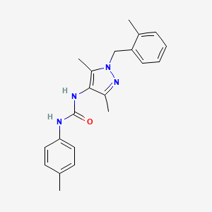 molecular formula C21H24N4O B4612186 N-[3,5-dimethyl-1-(2-methylbenzyl)-1H-pyrazol-4-yl]-N'-(4-methylphenyl)urea 