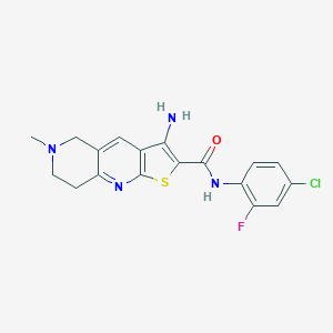 molecular formula C18H16ClFN4OS B461222 3-amino-N-(4-chloro-2-fluorophenyl)-6-methyl-7,8-dihydro-5H-thieno[2,3-b][1,6]naphthyridine-2-carboxamide CAS No. 698977-22-9