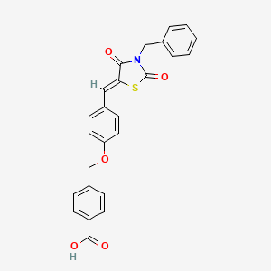 4-({4-[(3-benzyl-2,4-dioxo-1,3-thiazolidin-5-ylidene)methyl]phenoxy}methyl)benzoic acid