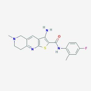 molecular formula C19H19FN4OS B461223 3-amino-N-(4-fluoro-2-methylphenyl)-6-methyl-5,6,7,8-tetrahydrothieno[2,3-b][1,6]naphthyridine-2-carboxamide 