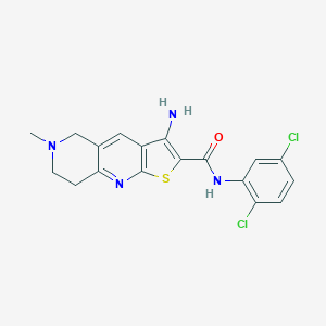 molecular formula C18H16Cl2N4OS B461224 3-amino-N-(2,5-dichlorophenyl)-6-methyl-5,6,7,8-tetrahydrothieno[2,3-b][1,6]naphthyridine-2-carboxamide CAS No. 923551-91-1