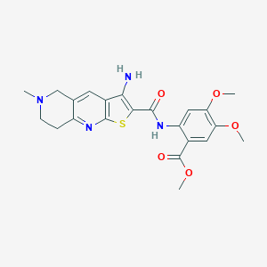molecular formula C22H24N4O5S B461227 Methyl 2-{[(3-amino-6-methyl-5,6,7,8-tetrahydrothieno[2,3-b][1,6]naphthyridin-2-yl)carbonyl]amino}-4,5-dimethoxybenzoate 
