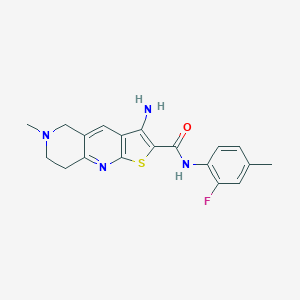 molecular formula C19H19FN4OS B461232 3-amino-N-(2-fluoro-4-methylphenyl)-6-methyl-5,6,7,8-tetrahydrothieno[2,3-b][1,6]naphthyridine-2-carboxamide 