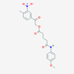 molecular formula C21H22N2O7 B4612332 2-(4-methyl-3-nitrophenyl)-2-oxoethyl 5-[(4-methoxyphenyl)amino]-5-oxopentanoate 