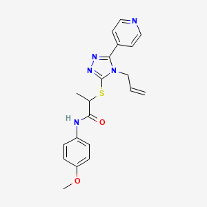 molecular formula C20H21N5O2S B4612342 2-{[4-烯丙-5-(4-吡啶基)-4H-1,2,4-三唑-3-基]硫代}-N-(4-甲氧基苯基)丙酰胺 