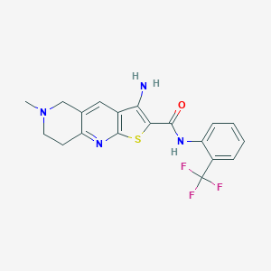 molecular formula C19H17F3N4OS B461235 3-amino-6-methyl-N-[2-(trifluoromethyl)phenyl]-5,6,7,8-tetrahydrothieno[2,3-b][1,6]naphthyridine-2-carboxamide 