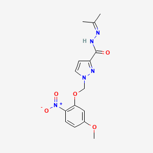 molecular formula C15H17N5O5 B4612366 1-[(5-methoxy-2-nitrophenoxy)methyl]-N'-(1-methylethylidene)-1H-pyrazole-3-carbohydrazide 