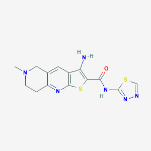 molecular formula C14H14N6OS2 B461237 3-amino-6-methyl-N-(1,3,4-thiadiazol-2-yl)-5,6,7,8-tetrahydrothieno[2,3-b][1,6]naphthyridine-2-carboxamide 