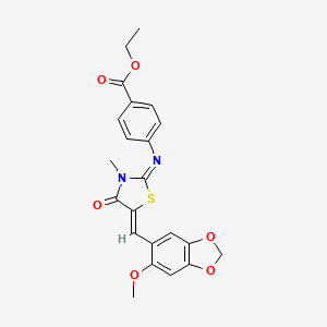 molecular formula C22H20N2O6S B4612387 ethyl 4-({5-[(6-methoxy-1,3-benzodioxol-5-yl)methylene]-3-methyl-4-oxo-1,3-thiazolidin-2-ylidene}amino)benzoate 