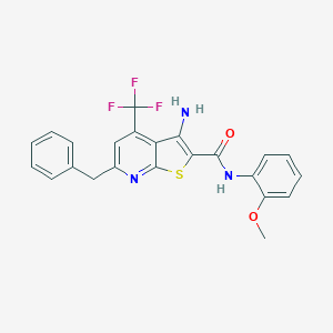 molecular formula C23H18F3N3O2S B461240 3-amino-6-benzyl-N-(2-methoxyphenyl)-4-(trifluoromethyl)thieno[2,3-b]pyridine-2-carboxamide CAS No. 723748-37-6