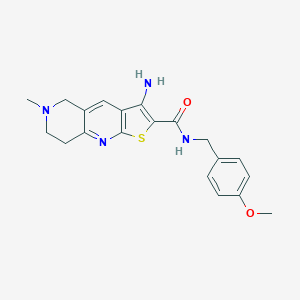 molecular formula C20H22N4O2S B461243 3-amino-N-(4-methoxybenzyl)-6-methyl-5,6,7,8-tetrahydrothieno[2,3-b][1,6]naphthyridine-2-carboxamide 