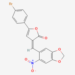 molecular formula C18H10BrNO6 B4612457 5-(4-bromophenyl)-3-[(6-nitro-1,3-benzodioxol-5-yl)methylene]-2(3H)-furanone 