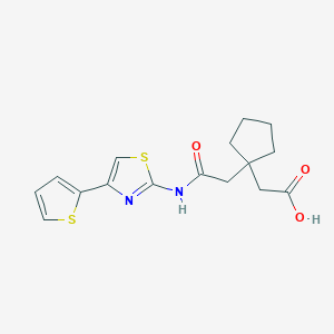 molecular formula C16H18N2O3S2 B4612490 [1-(2-oxo-2-{[4-(2-thienyl)-1,3-thiazol-2-yl]amino}ethyl)cyclopentyl]acetic acid 