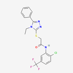 N-[2-chloro-5-(trifluoromethyl)phenyl]-2-[(4-ethyl-5-phenyl-4H-1,2,4-triazol-3-yl)sulfanyl]acetamide