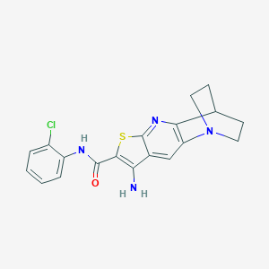 molecular formula C19H17ClN4OS B461260 8-amino-N-(2-chlorophenyl)-1,2,3,4-tetrahydro-1,4-ethanothieno[2,3-b][1,5]naphthyridine-7-carboxamide CAS No. 902045-82-3